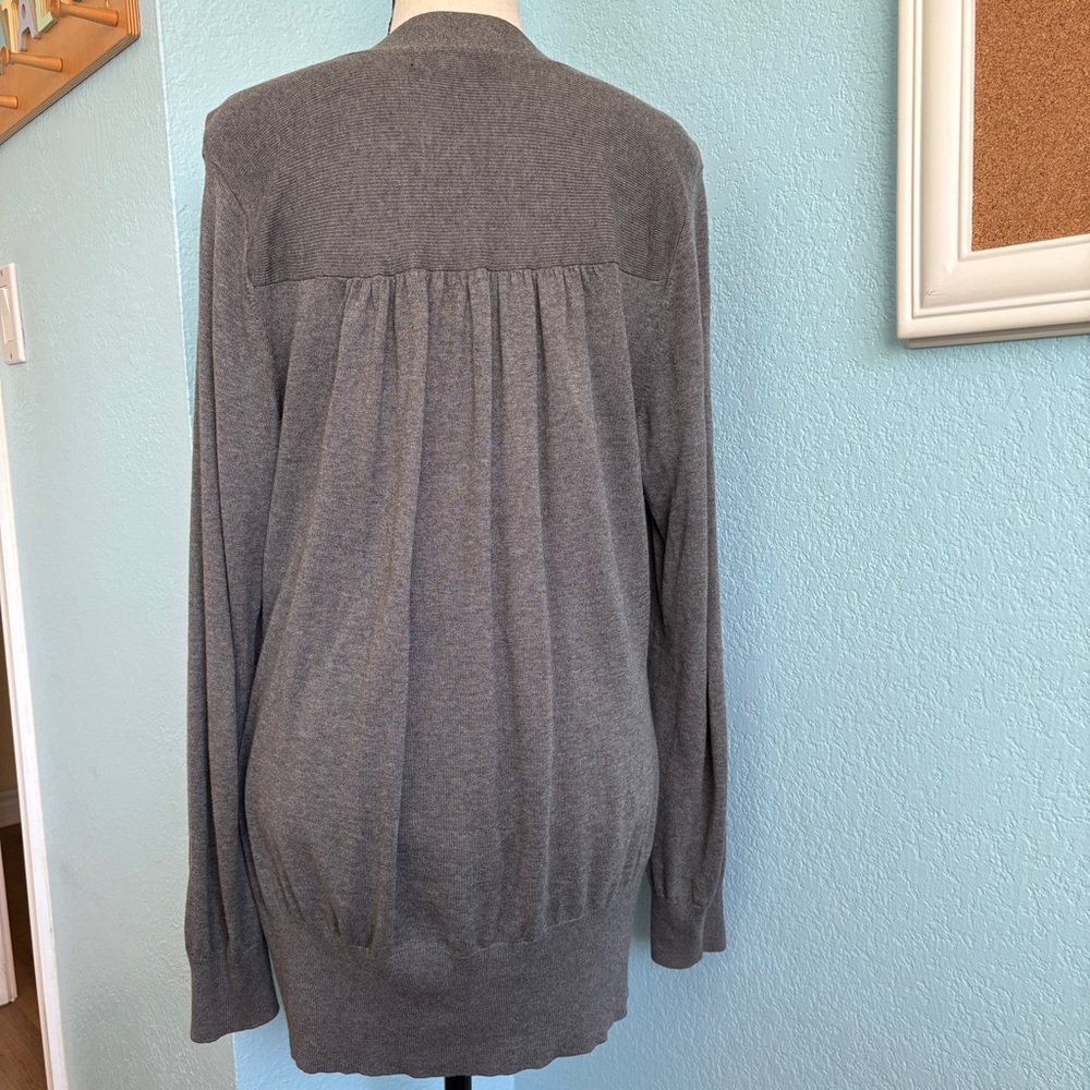 Banana Republic Gray Tie-Front Deep V Sweater Sz. XL (1) - Picture 7 of 11